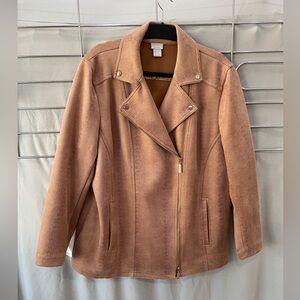 Chico’s pink moto faux suede jacket-size 3